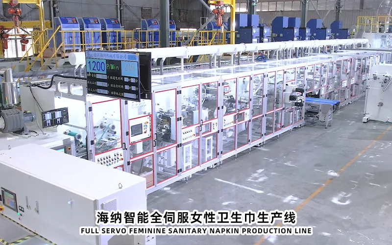 Sanitary pad converting equipment with accessible process stations for operating checks